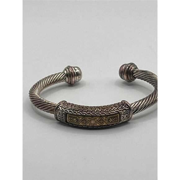 Silver and Brass two-tone twisted cable style bracelet - Picture 1 of 2